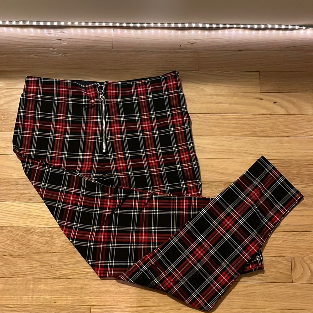 Zara Elastic Leggings Pants Plaid